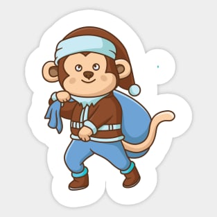 Monkey Santa Sticker